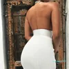 熱い販売の背中のセクシーなニットペンシルのドレスの女性ホワイトオフショルダーロングボディコンパーティードレスエレガントな秋冬のドレス