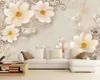 3d Wallpaper Bedroom Graceful Embossed Magnolia Pearl Nordic Retro Jewelry Background Wall HD Decorative Beautiful Wallpaper