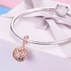 Rose Gold Plated Clover Hollow Ball Dangle Charms för Girls 925 Sterling Siver Charm Pendant Jewelry Gifts67281525278390