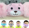 2 en 1 enfant dessin animé ours masque facial avec oreille en peluche protecteur épais et chaud enfants bouche masques hiver bouche-moufle pour les faveurs de fête