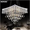 Kvadratisk form Clear K9 Crystal ljuskrona Ljus Modern Silver Hängsmycke Belysningsarmatur för matsal Suspension Lampa Armatur MD8795