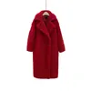 Teddy Bear Overcoat Faux Fur Coat Winter Warm Warm Sheepes Coat for Women Long Pockets بالإضافة