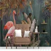 Milofi Custom Non-woven Wallpaper Nordic Modern Minimalist Tropical Plant Forest Flamingo Bakgrundsväggmålning