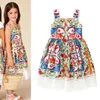 Vestido de verão novo para meninas estampado rendado infantil vestido princesa LY048