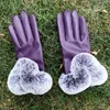 2021New Frauen Mode Handschuhe Winter Elegante reine Farben Stil Faux Leder und Pelz Trim Touchscreen Handschuh Großhandel