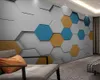 Özel 3d Geometrik Duvar Kağıdı Avrupa Minimalist Gri Mavi Turuncu Hexagon HD Üstün İç Süslemeleri Duvar Kağıdı