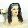 Parrucca senza colla con fascia riccia profonda Parrucche per capelli umani Remy Parrucca piena brasiliana fatta a macchina per le donne