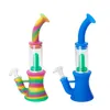 Colorful Silicone Bongs Percolators hookahs Inline Perc Removable water pipe bong pipes with box