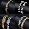 14K Gelado Pulseiras de Ouro Mens Hip Hop Jóias Cool CZ Pedra Luxo Deisnger Cubic Zirconia Hip Hop Bracelet presentes