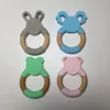 8 Renkler Bunny Silikon Teether Ahşap Diş Çıkarma Halkası Bebek çiğnenebilir oyuncaklar Organik Ahşap Yüzük Sınıfı Silikon Sökme Bebek Hediyeleri M3010789