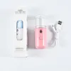 Nano Mist Sprayer Facial Body Nebulizer Portable USB Handler vattenpåfyllning Spray Pill Fuktande handhållen hudvård Sprayverktyg LSK1067