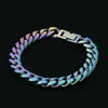 Wholesale Rainbow Color Mens Hiphop Stainless Steel Cuban Chain Jewelry Hip Hop Necklace
