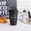 Tasses en Silicone en acier inoxydable noir et blanc, tasse à main Thermol avec couvercle, tasse à café au lait, cadeau créatif pour la maison, le bureau et l'école