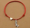 20 sztuk / partia Red String Cords Love Heart Mermaid Charm Bransoletki Dla Kobiet Kochanek Biżuteria Prezenty