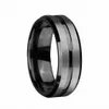 Anello in carburo di tungsteno nero da 8 mm per uomo e donna Fedi nuziali in argento spazzolato e striscia nera Promessa Anello di fidanzamento Moda Je3204174