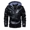 Kış erkek deri ceket Motosiklet kapşonlu ceket erkek sıcak eğlence PU deri ceket M-5XL 200922