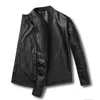 Men Jacket Leather News Motorcycle Mens Leather Lapel Versatile Personality Slimming Zipper Pocket Mens Wash Coat