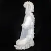 White Ruffles Tulle Long Sleeve Women Winter Kimono Pregnant Party Sleepwear Maternity Bathrobe Sheer Nightgown Photography Gown Robe Shawel