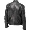 Men039s Jacken Herbst Winter Herren Lederjacke Männer Mäntel Stehkragen Reißverschluss Schwarz Motor Biker Motorrad7203934