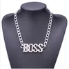 Punk Boss Letter Clavicle Halsband Fashion Design Personlighet Män Kvinnor Halsband Nattklubb Populära Märke Unisex Halsband