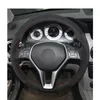 DIY الأسود الجلد المدبوغ التوجيهية جلد السيارات تغطية عجلة القيادة لسيارات مرسيدس بنز الفئة- 2013-2015 B-كلاس 2011 2012 2013 2014 CLA