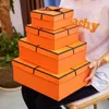 Luxury Large Orange Silk Bow Ribbon Gift Box Party Wedding Wallet Scarf Bestsaling Cardboard Packaging Decorative Present Box