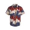 New Fashion Mens Hawaiian Summer Short Sleeve Stripe Shirt Colorful Shirt Button Down Casual Regular Fit Beach Camp Blouse