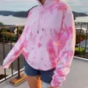 Hooded Tie-Dye Print Höst Kvinnor Hoodies Långärmad Dragkropp Fickor Kvinnliga Sweatshirts 2020 Nya Streetwear Ladies Hoodie CX200814