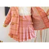 Crianças conjunto de roupas 2020 outono novas meninas manga longa moda rosa xadrez 2 pçs casaco saia roupas da criança x0923307s9319220