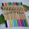 Round handle bamboo toothbrush with kraft case FDA tested BPA free organic private label travel hotel bathroom supply