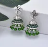 Vintage silver with colored glass beads tassels diamond crystal bell chandelier earrings party gift women jewelry