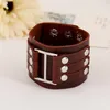 MEN039S Trendy Brown Leather Woven Wristband Armband PLB028 Legering Rivets Pärled Punk Rock Jewelry6919713