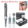 2021 Professional Dr Pen M8-W Rechargable Wireless Microneedling Needle Derma Stamp Skin Care MTS Anti Acne Scar with Cartridge