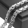 8 12 15mm Wide Mens Silver Color Byzantine Chain 316L Stainless Steel Necklace Box Chain Customised Fashion Jewelry 7-40 1847