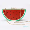 Designad vattenmelonform akryl citron kv￤llsp￥sar plast koppling party frukt kristall b￥ge handv￤ska diamant kvinnor messenger handv￤ska 256w