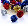 12pcs Multicolor Mylar Crinkle Ball Pet Cat Toys Ring Paper Dog Toy Interactive Sound Ring Paper Kitten Playing Balls For