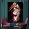 Obrazy Kobieta twarz kolorowe abstrakcyjne sztuka ścienna płótno malarstwo oleżyce zdjęcia Plakaty do El Asle Living Room Decor 6327857