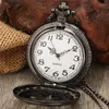 Vintage Retro Black Golden DAD Design Pocket Watch Father Men Analog Quartz Watches Necklace Chain Birthday Gift to Male