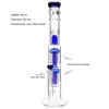 Hookahs 18" Glass Bong grace water pipe double 8x arm-tree dome perc without shot hole Blue send