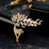 High Quality Zircon Sika Deer Brooch Women Cute Animal Brooch Suit Lapel Pin Christmas Jewelry Gift for Love Friend