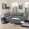 Europea moderna di lusso e americano, Soft Divani letto Set con chaise lounge e stoccaggio ottomano Nail Testa Grigia Living Room Furniture ST000004A