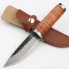 Hoge Kwaliteit Handgemaakte Outdoor Survival Rechte Jachtmes Patroon Stalen Drop Point Blade Staal + Lederen Handvat met Lederen Schede