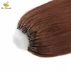 Estensioni per capelli micro anello lisci setosi colore marrone nero 8-30 pollici 100 fili 1 g / filo Remy