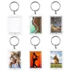 100 pièces Photo porte-clés Rectangle Transparent blanc acrylique insérer Photo cadre Photo porte-clés bricolage anneau fendu