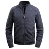 Autumn And Winter Men Jacket Stand Collar Simple Casual Solid Color Plus Velvet Warm Long Sleeve