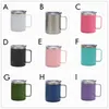 12oz 9 스타일 다채로운 커피 머그잔 손잡이 스테인레스 스틸 텀블러 이중 벽 진공 절연 보온병 컵 홈 공급