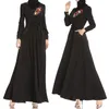 Costumi da bagno da donna Lady Musulmano Donne Nero Ricamo Allentato Allentato Manica lunga Neck Neck Festival Dress Hijab Sera Falso 2 pezzi Abbigliamento islamico1