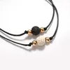 Zwart Wit Lava Stone Beaded Lover Paar Kaart Strand Armband Verstelbare Touw Polsband Essential Oil Diffuser Sieraden