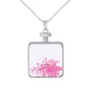 Argent Carré Fleur Sèche Fleurs Séchées Médaillon Collier Pendentifs Plante Naturelle Rouge Fleurs Séchées Colliers Pour Femmes Bijoux 7 couleurs