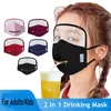 2 in 1 Drinkmasker met Oogschild Volwassenen Kinderen Oogschild Beschermende Gezicht Maskers Party Mask Winddicht Anti Stof Wasbaar Gezichtsmaskers FY9172